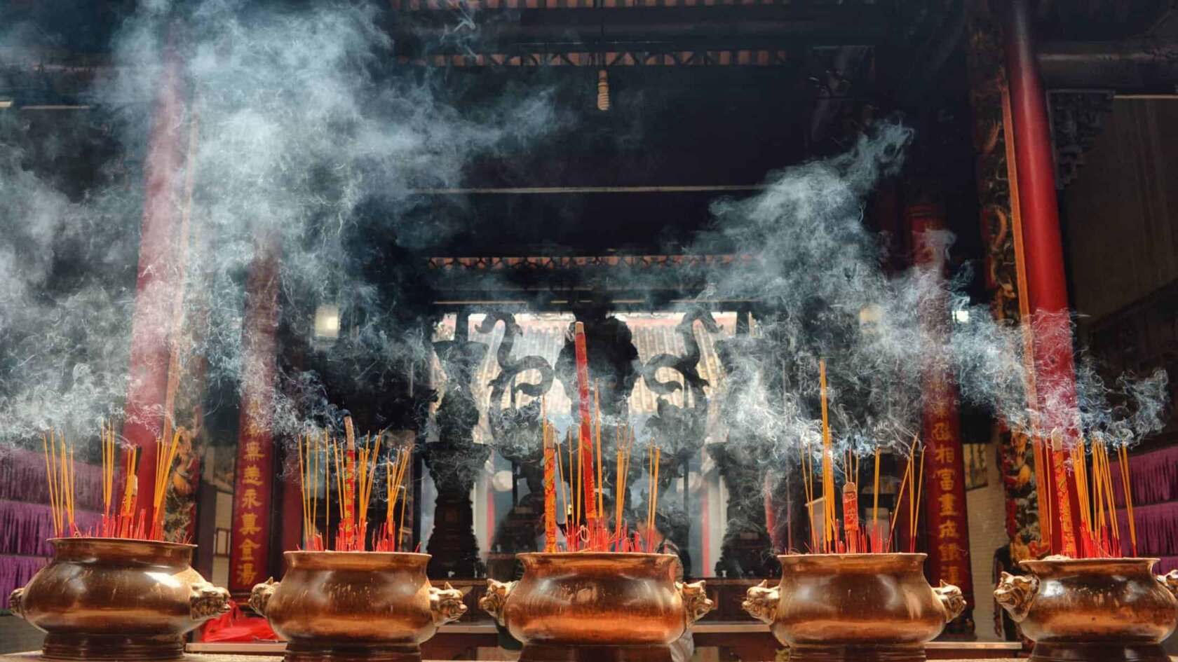 A Vietnamese Temple with Incense