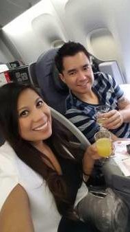 Dianne and her Fiance flying first class o ntheir way to Barcelona