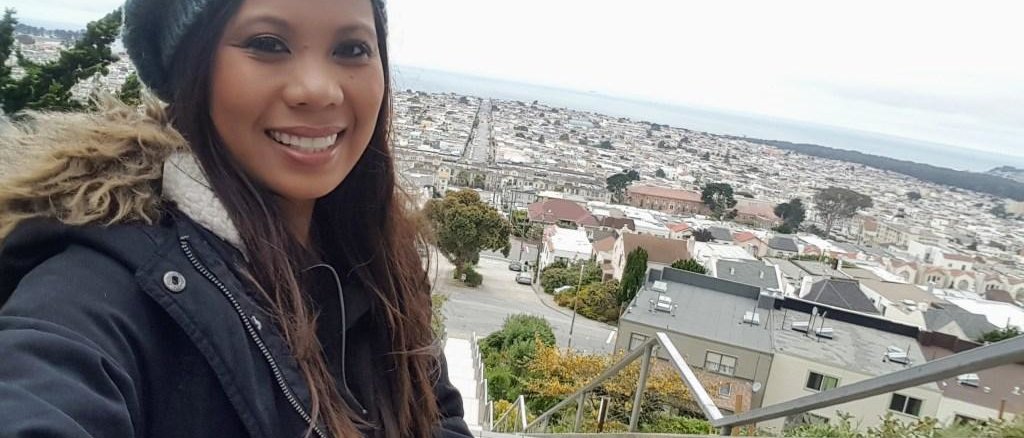 Dianne enjoying the views and perks of living at her new base in San Francisco.