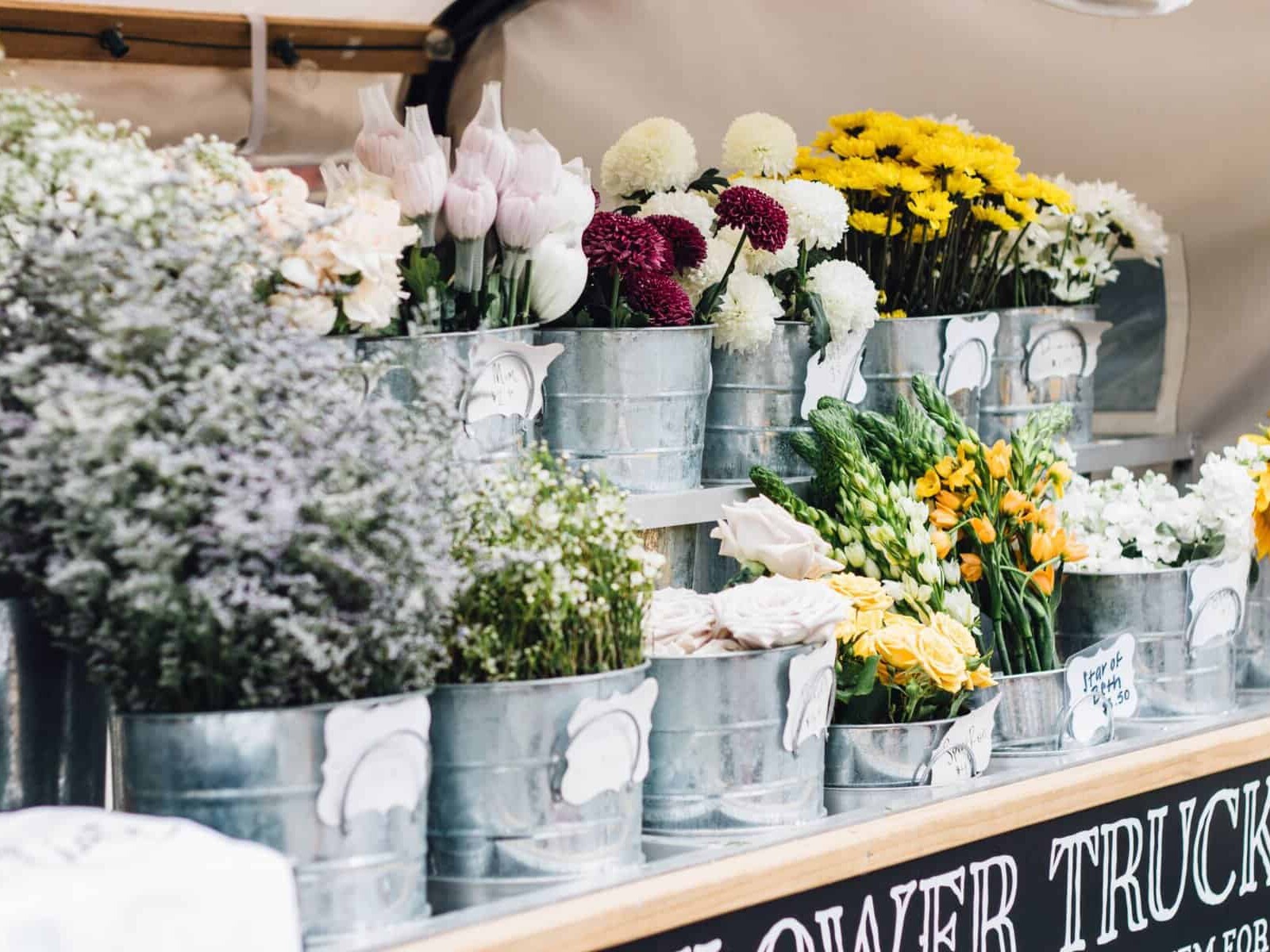 A shot of flowers for sale at Amelia's Flower Truck in Nashville