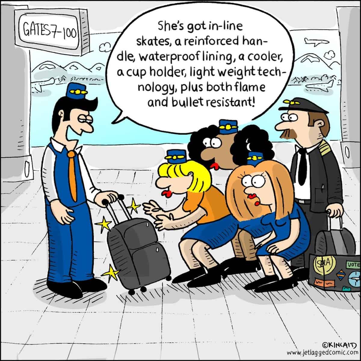 Comic flight attendant