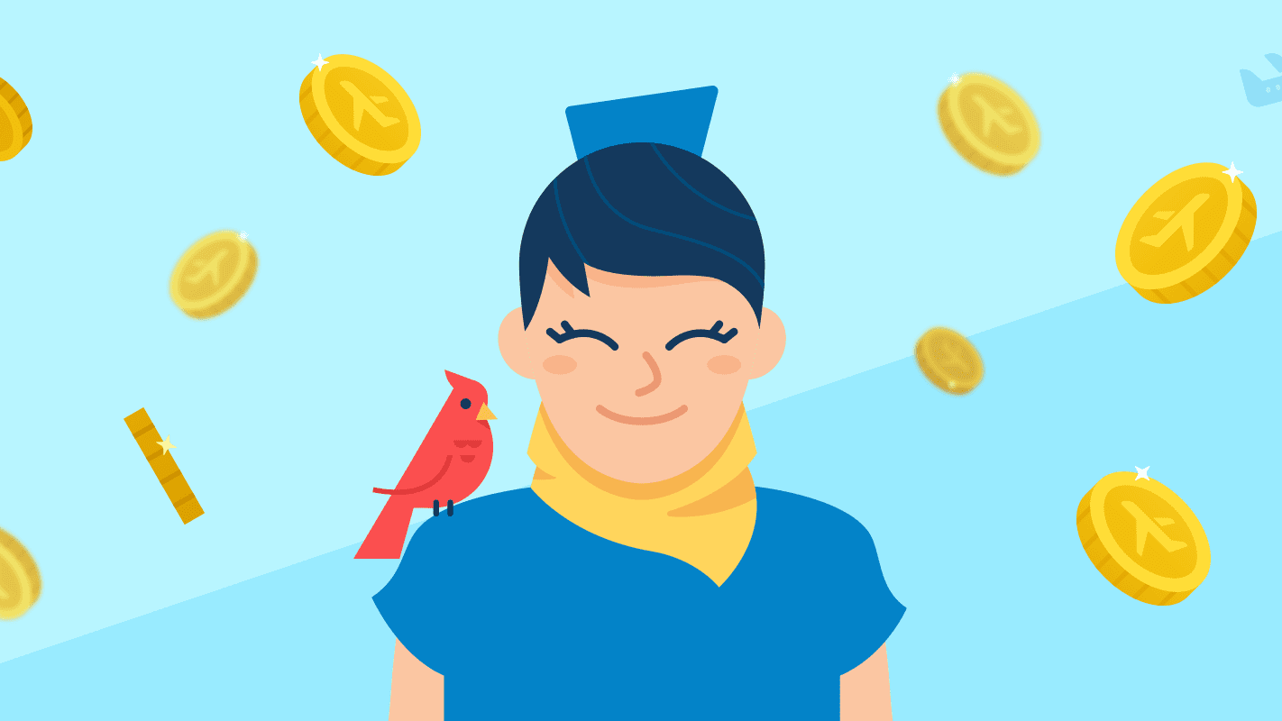 Flight attendant with coins illustration free